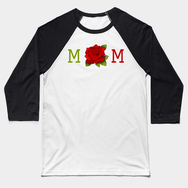 mom with flower Baseball T-Shirt by Elhisodesigns